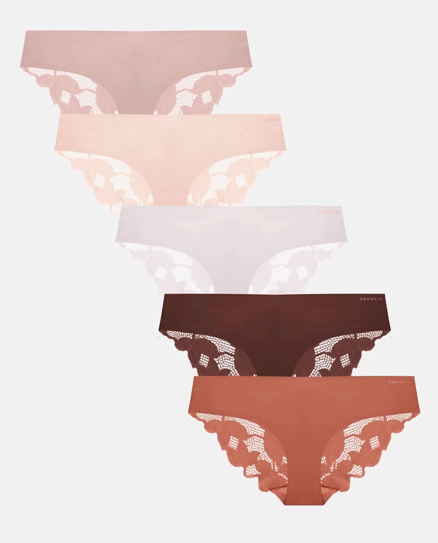 Women's 5-Pack Bonded Microfiber Hipster Underwear With Lace Back In Copper Glaze Multicolor