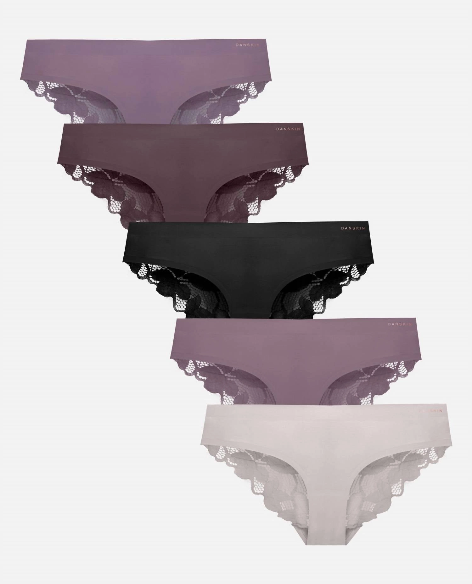 Women's 5-Pack Bonded Microfiber Hipster Underwear With Lace Back In Eclipse Multi