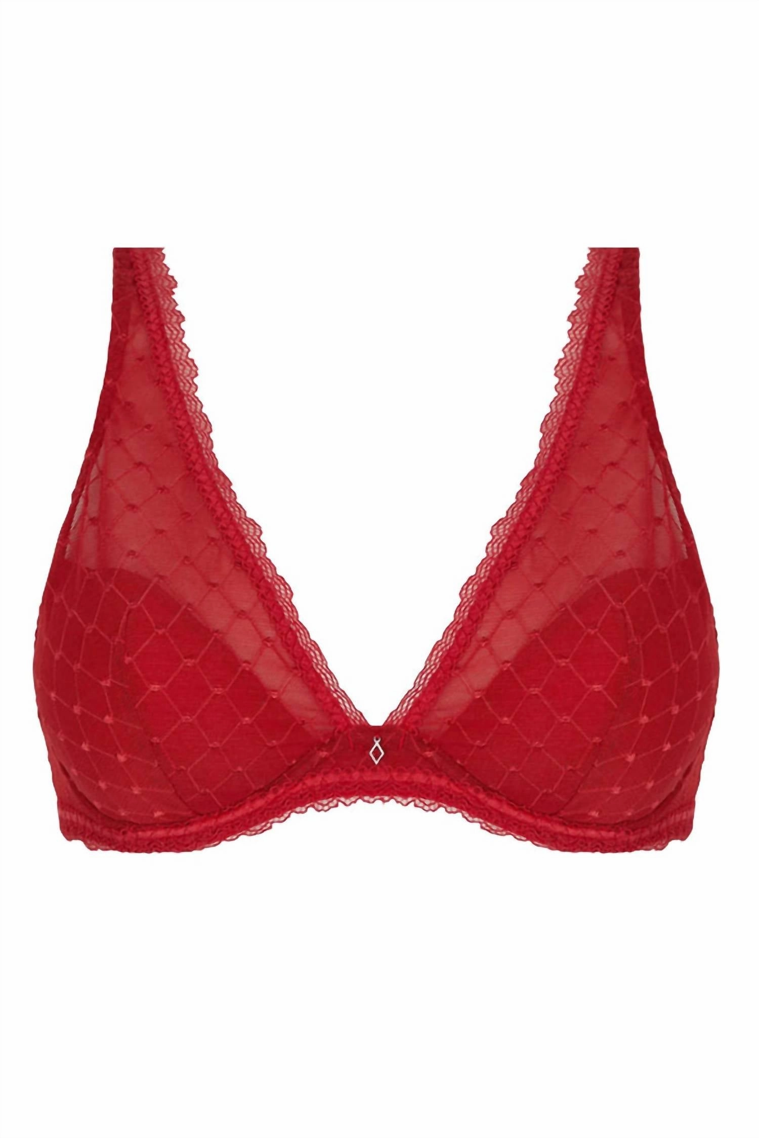 Women's Padded Demi Cup Bra In Rouge Cherry