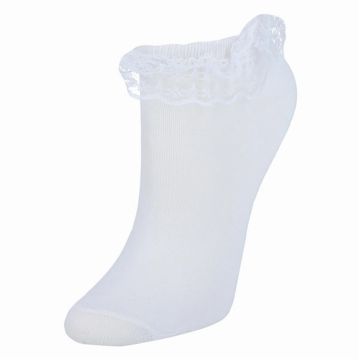 Women's Solid Color Frilly Lace Low-Cut Socks (1 Pair)