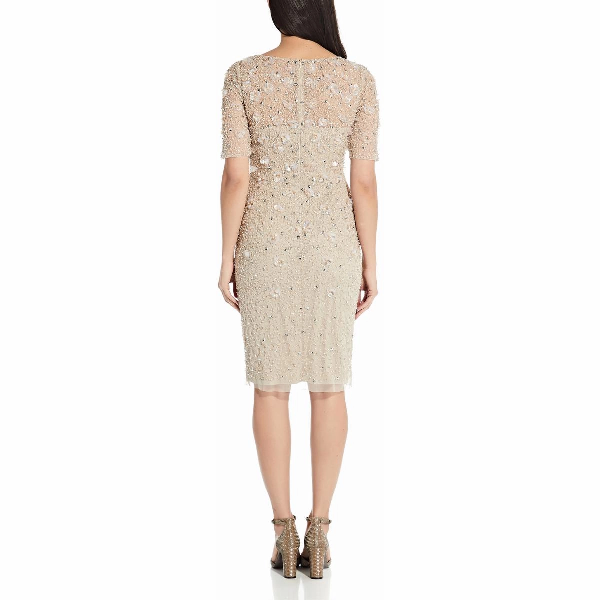 Womens Applique Midi Cocktail and Party Dress