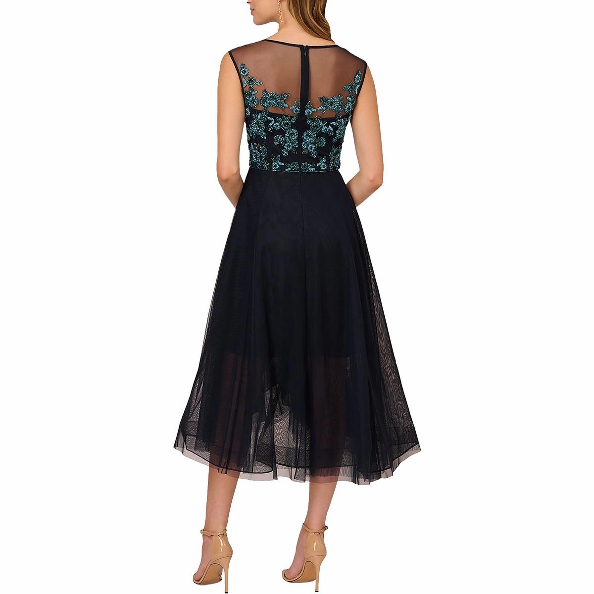 Womens Beaded H-Low Cocktail And Party Dress