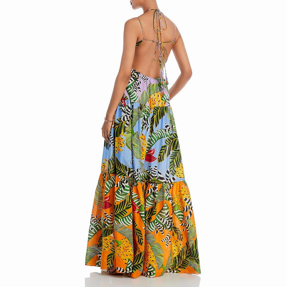 Womens Cotton Embellished Halter Dress
