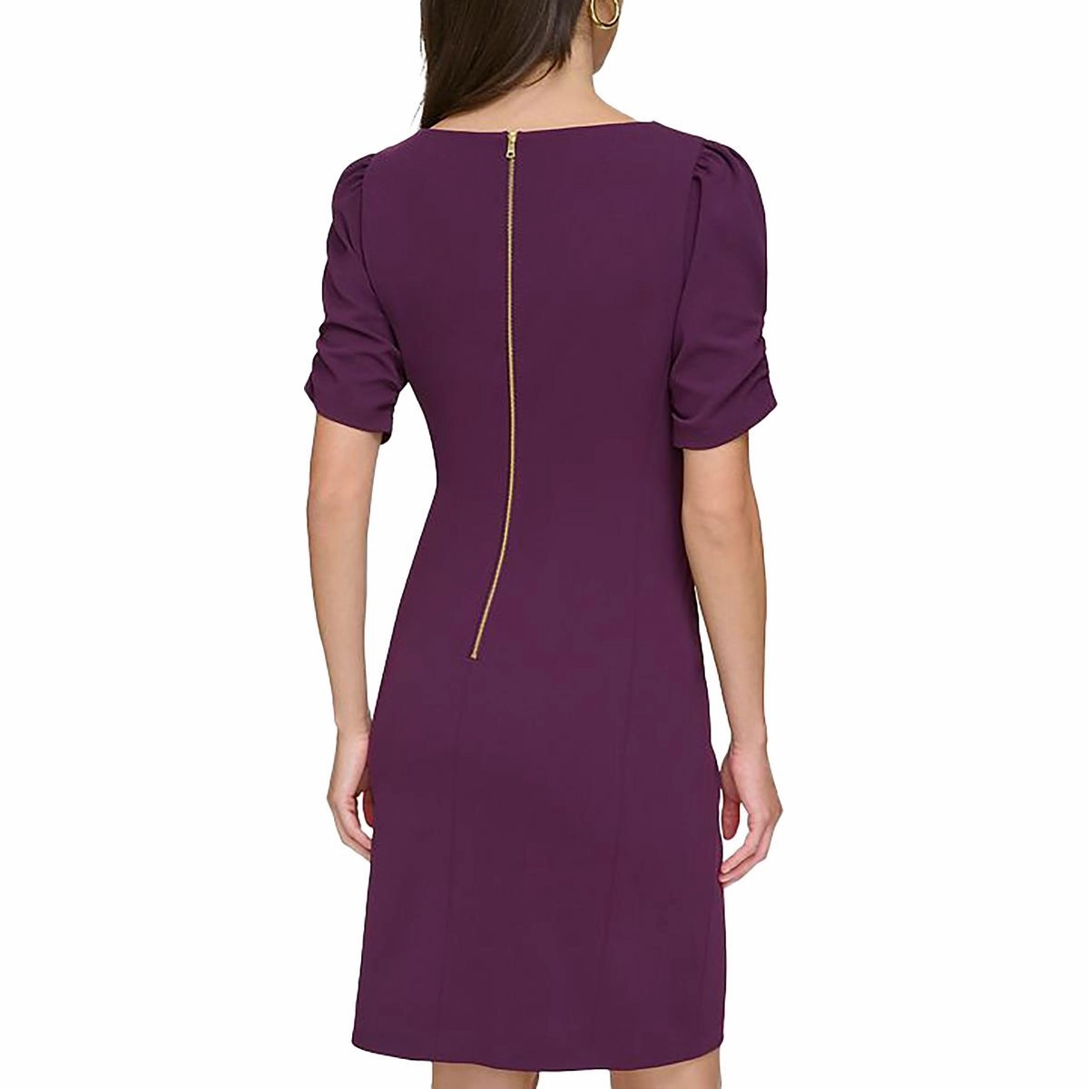 Womens Crepe Shirred Sleeve Cocktail And Party Dress