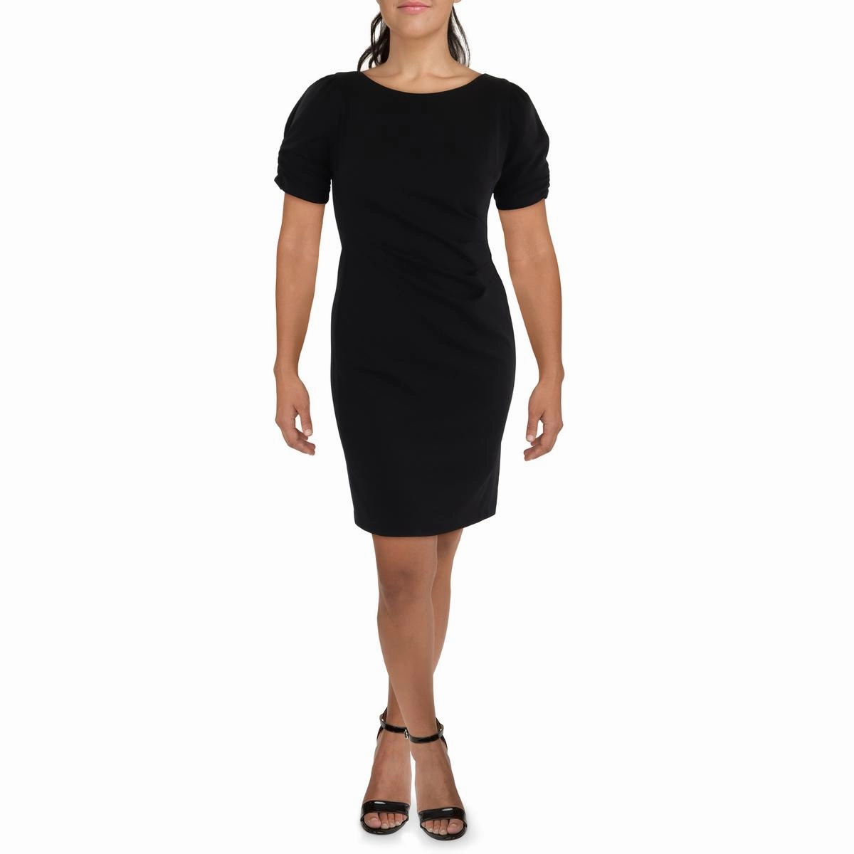 Womens Crepe Shirred Sleeve Cocktail And Party Dress