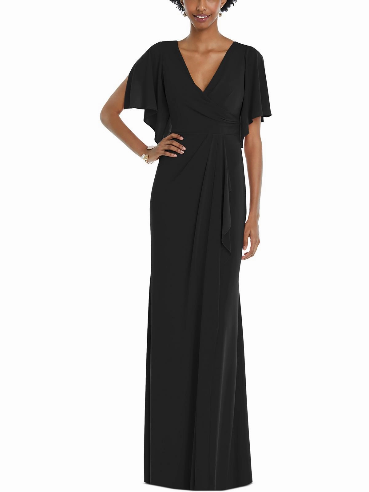 Womens Drapey Maxi Evening Dress