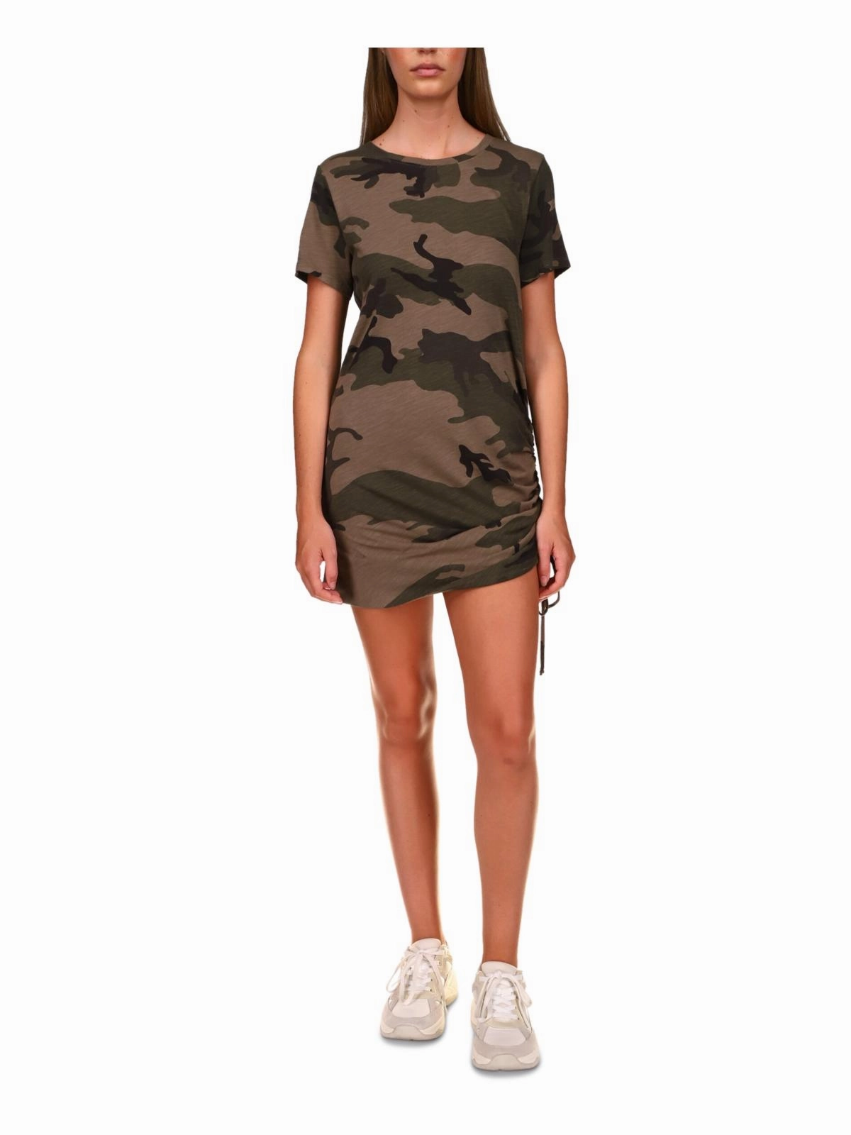 Womens Drawstring Camouflage T-Shirt Dress