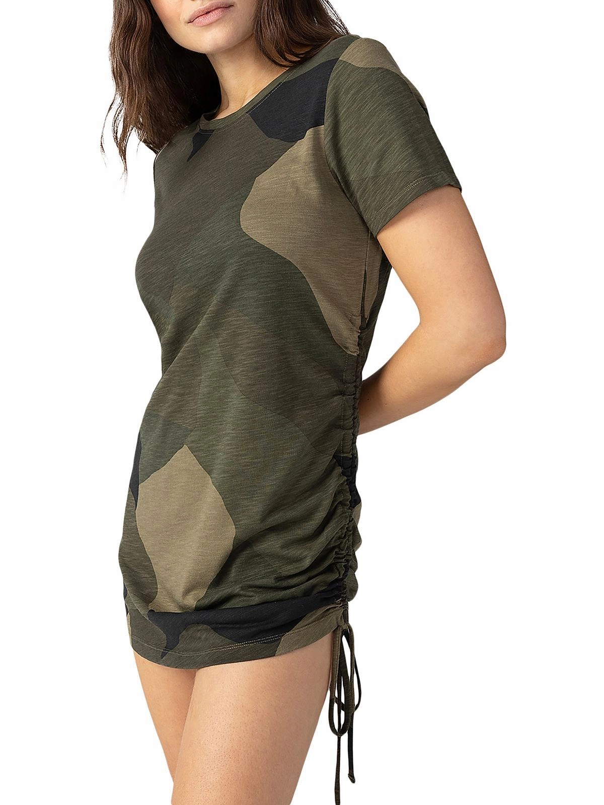 Womens Drawstring Camouflage T-Shirt Dress