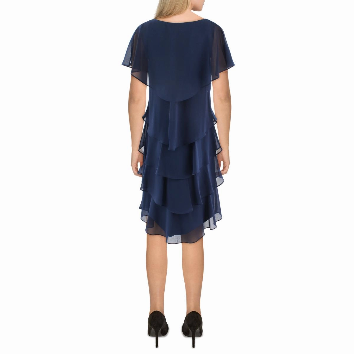 Womens Embellished Midi Cocktail and Party Dress