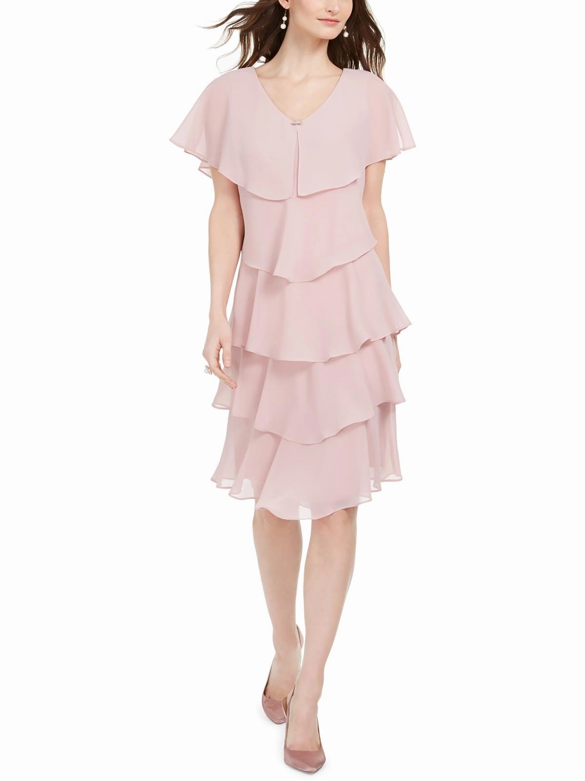 Womens Embellished Midi Cocktail and Party Dress