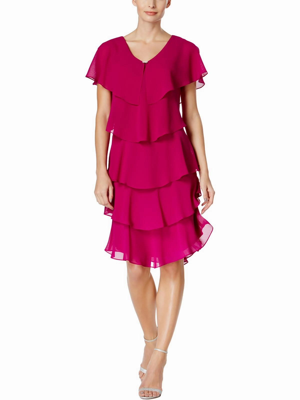Womens Embellished Midi Cocktail and Party Dress