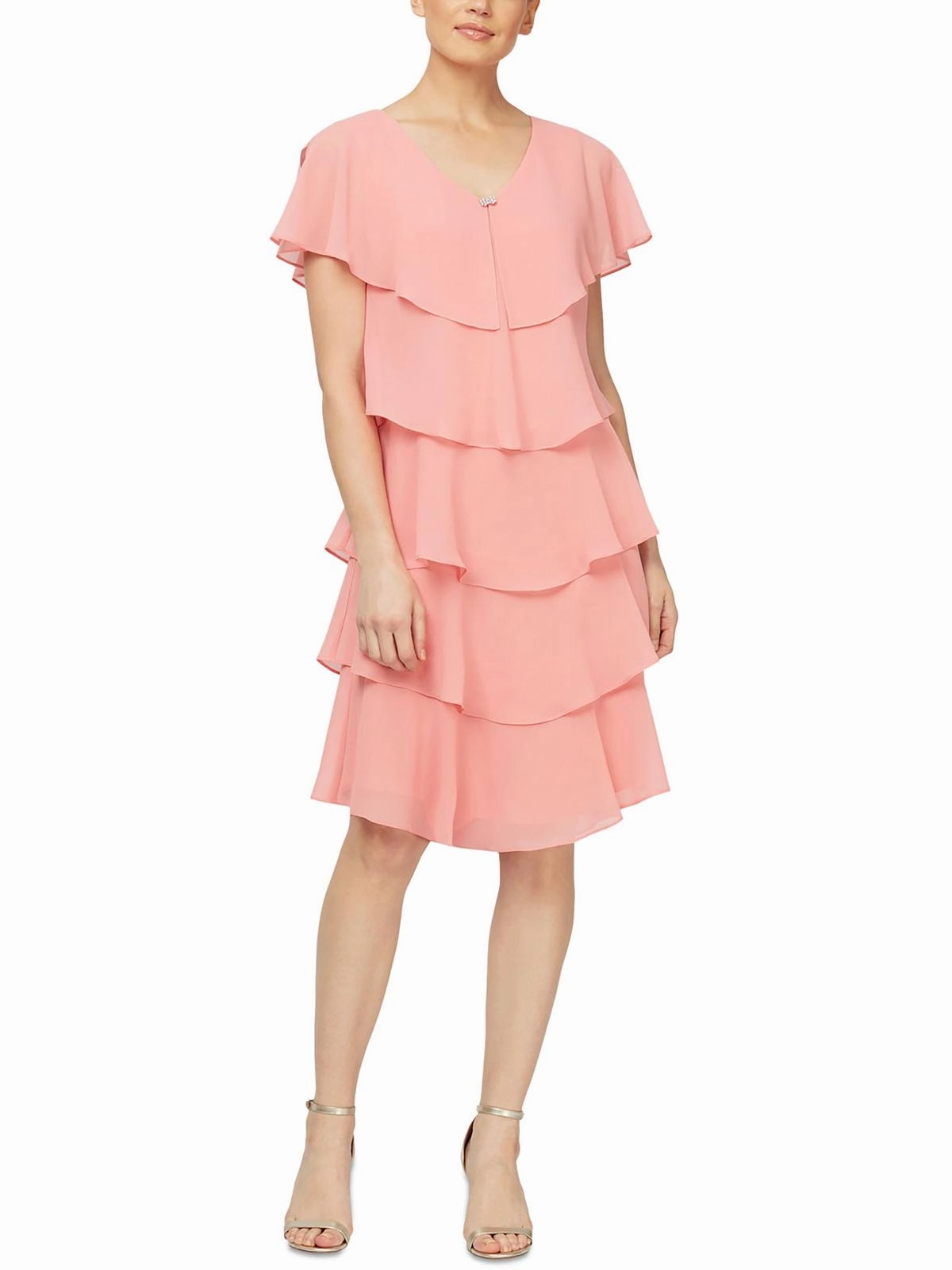 Womens Embellished Midi Cocktail and Party Dress