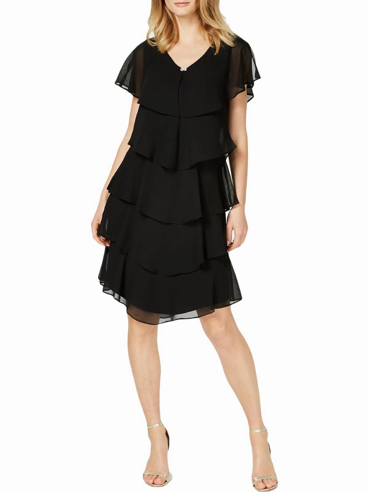 Womens Embellished Midi Cocktail and Party Dress