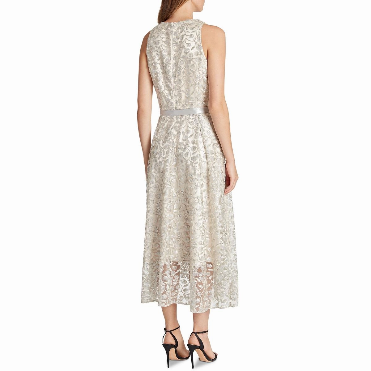Womens Embroidered Midi Cocktail and Party Dress
