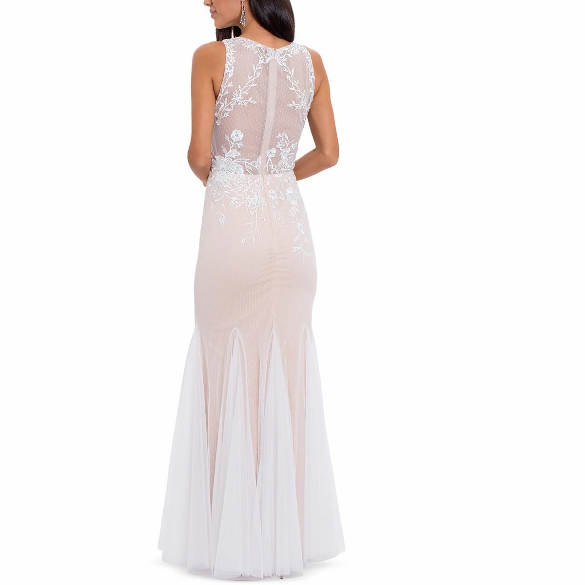 Womens Floral Embroidered Evening Dress