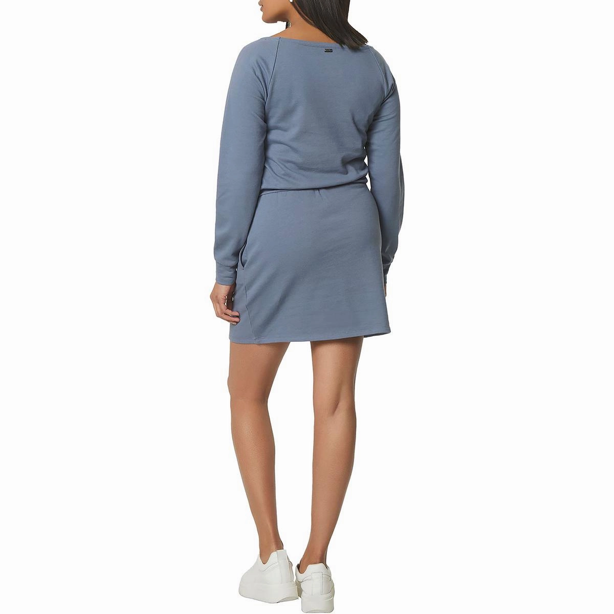 Womens French Terry Adjustable Waist Sweatshirt Dress