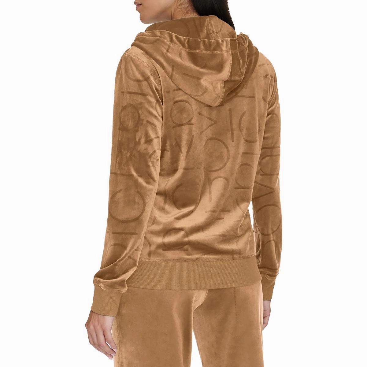 Womens Logo Velvet Zip Hoodie