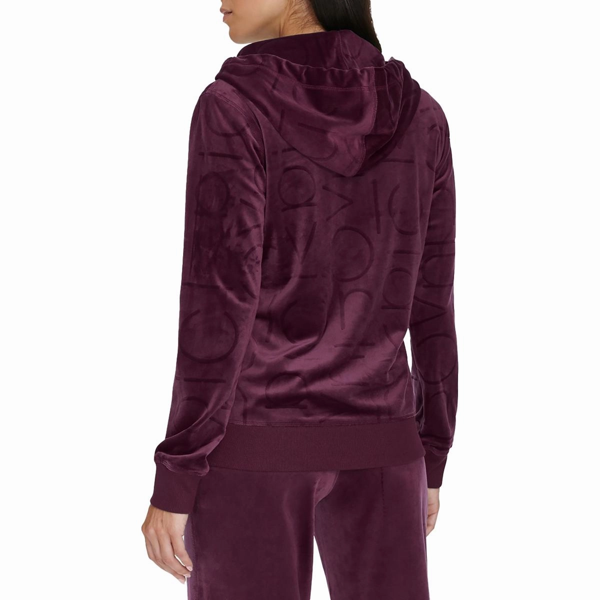 Womens Logo Velvet Zip Hoodie
