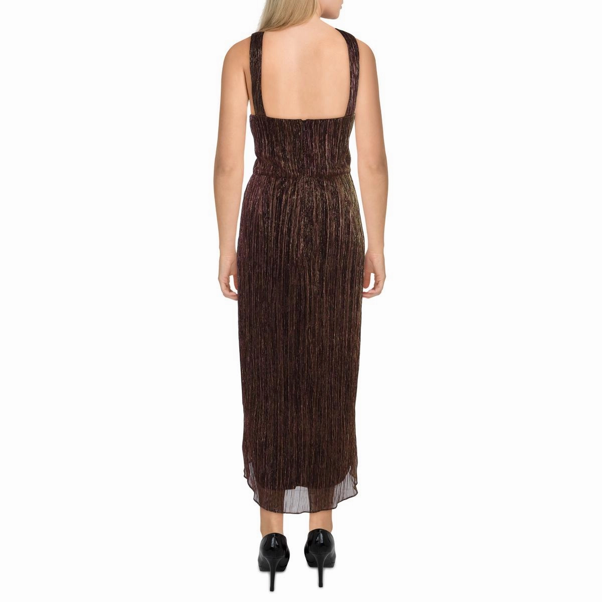 Womens Mesh Tea Length Wrap Dress