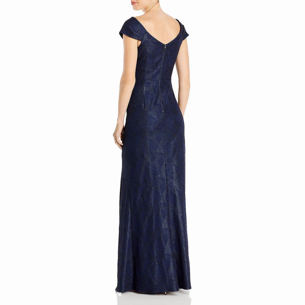 Womens Metallic Asymmetric Evening Dress