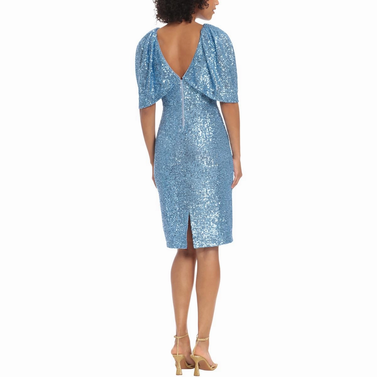Womens Metallic Sequined Cocktail And Party Dress