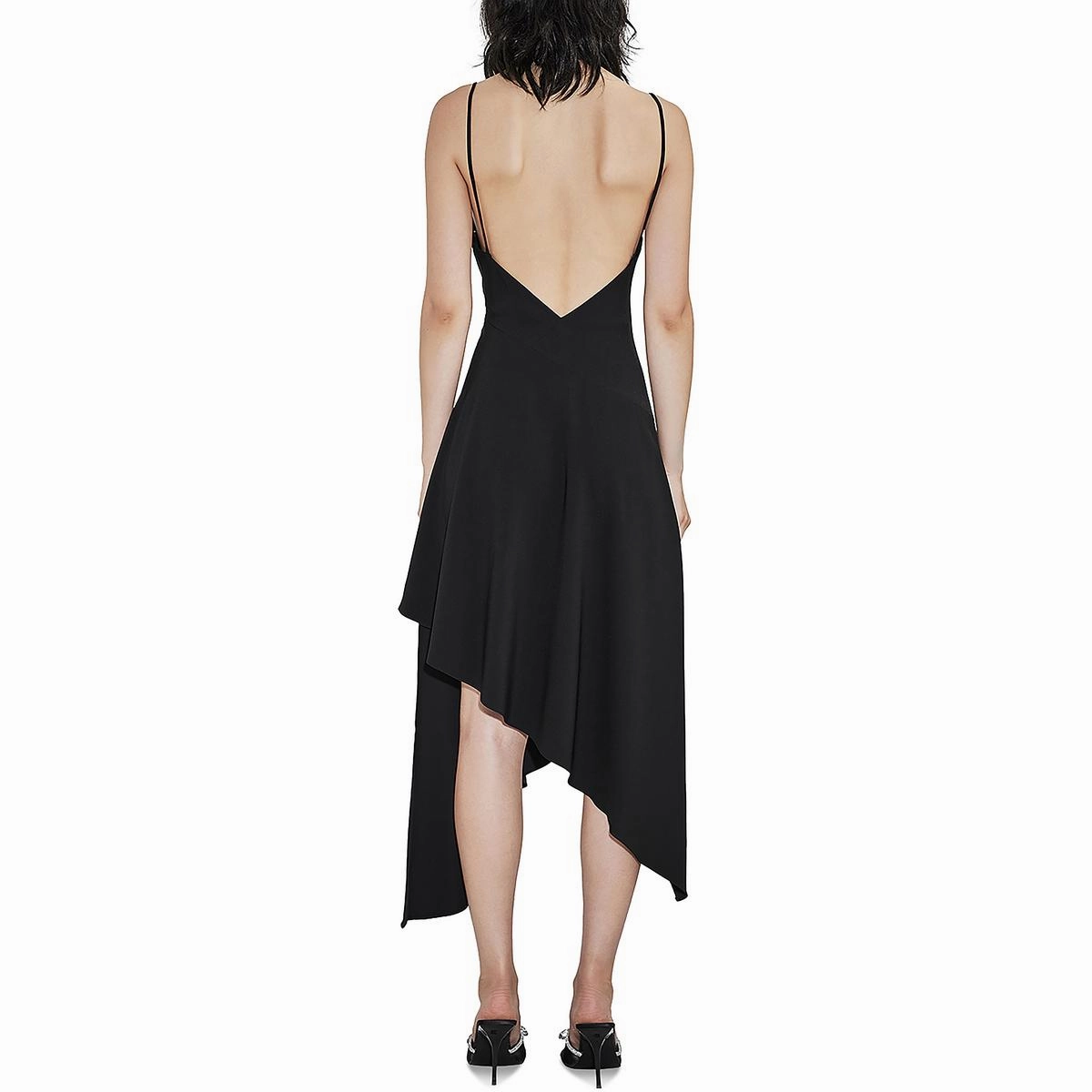 Womens Metallic Silk Midi Dress
