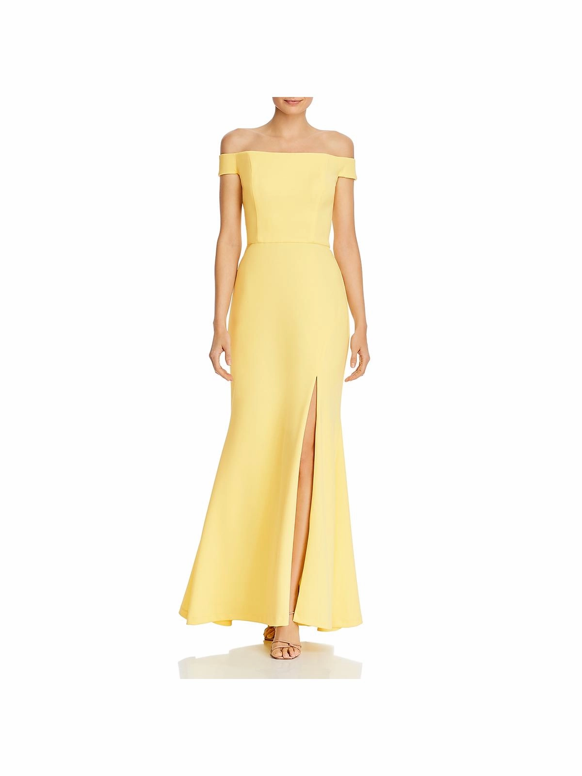 Womens Off-The-Shoulder Front Slit Evening Dress