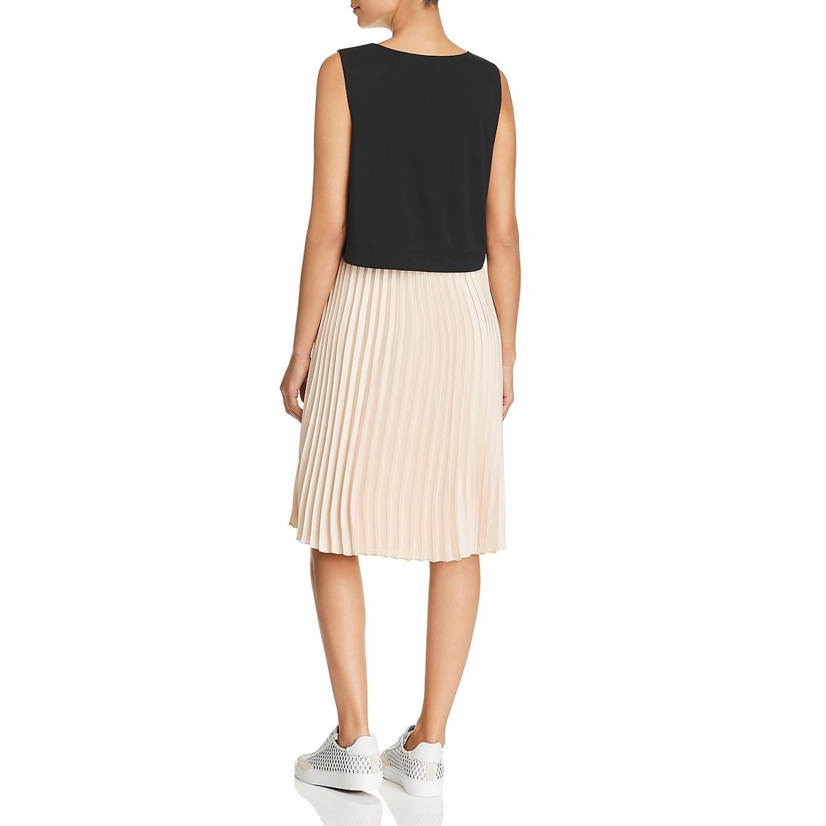 Womens Pleated V-Neck Cocktail Dress