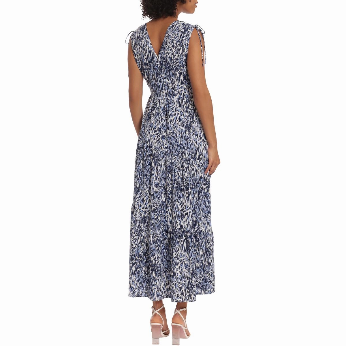 Womens Printed Tie Front Midi Dress