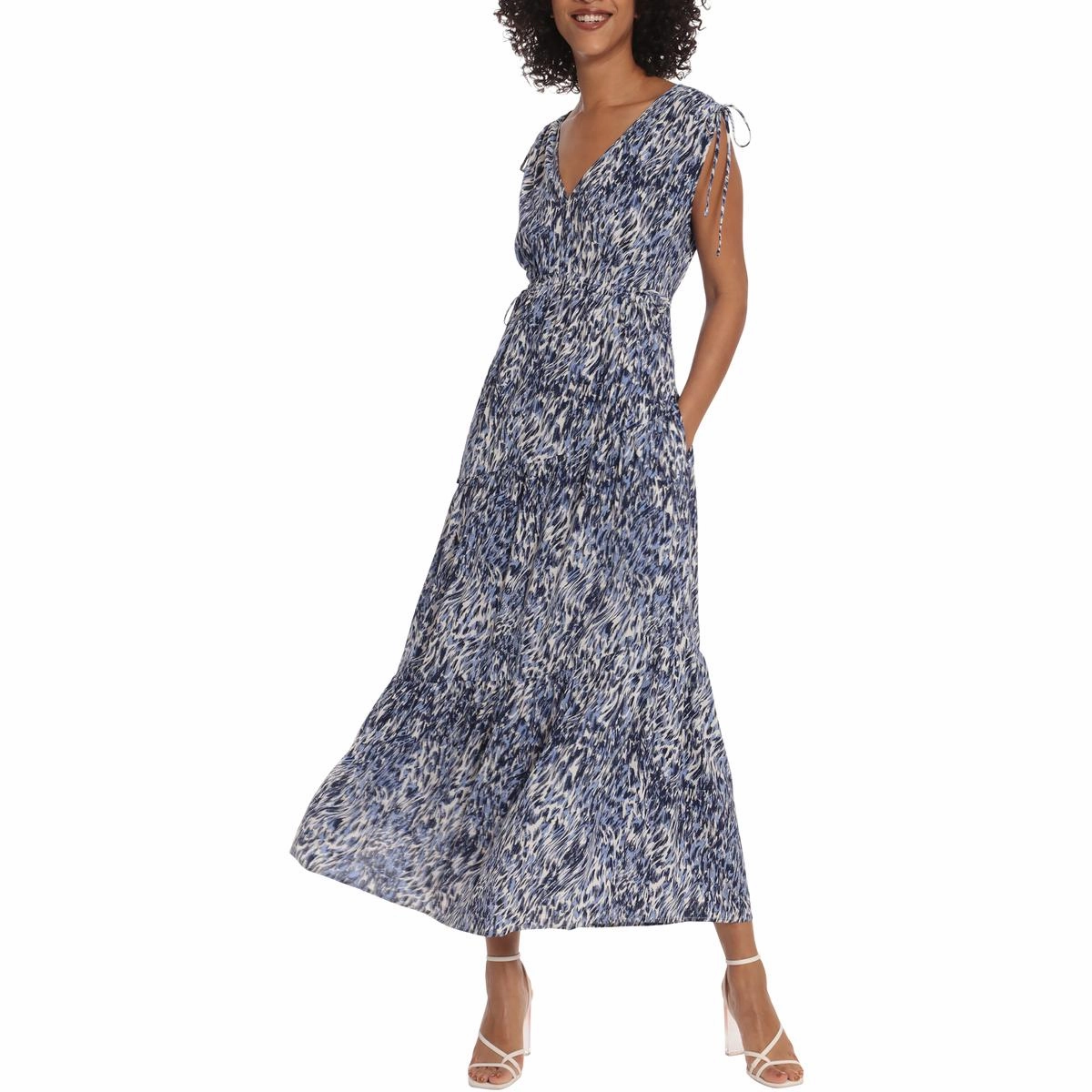 Womens Printed Tie Front Midi Dress