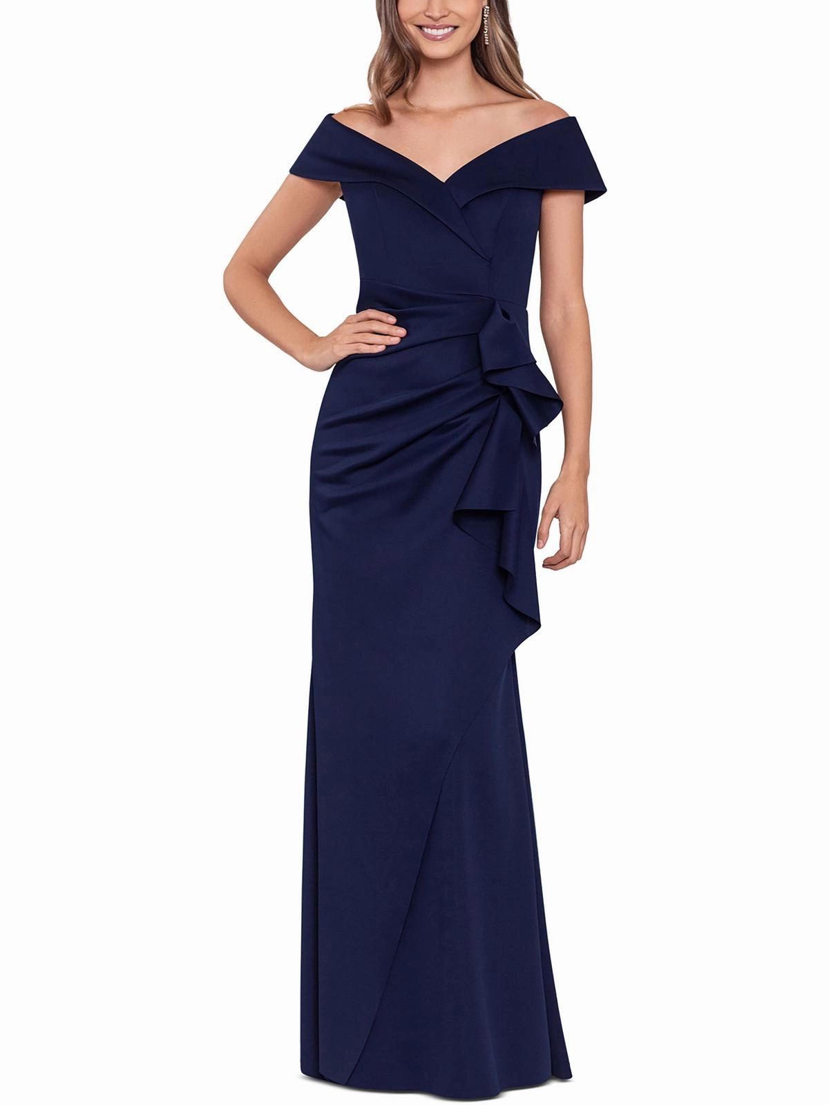Womens Ruffled Off The Shoulder Maxi Dress