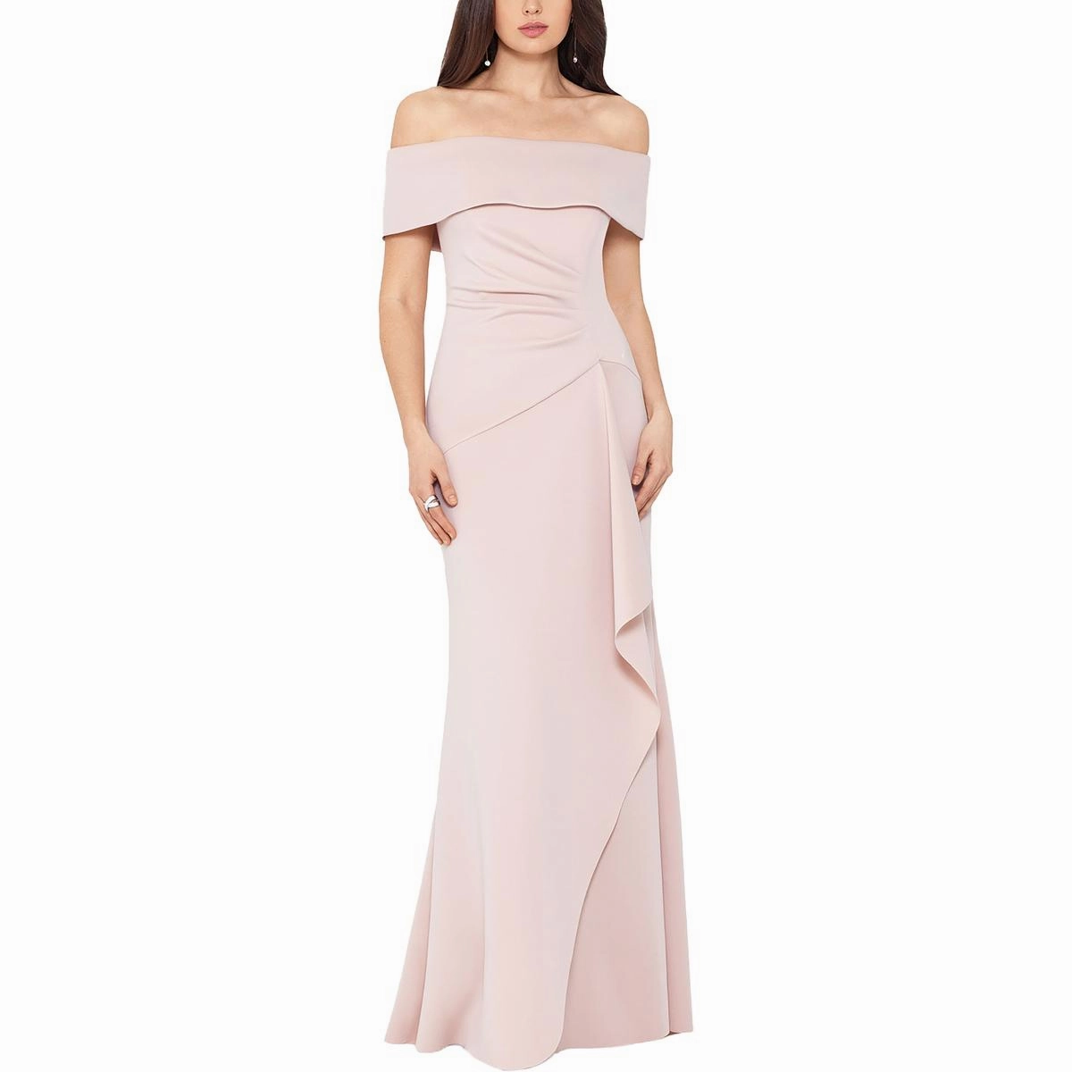 Womens Ruffled Off The Shoulder Maxi Dress