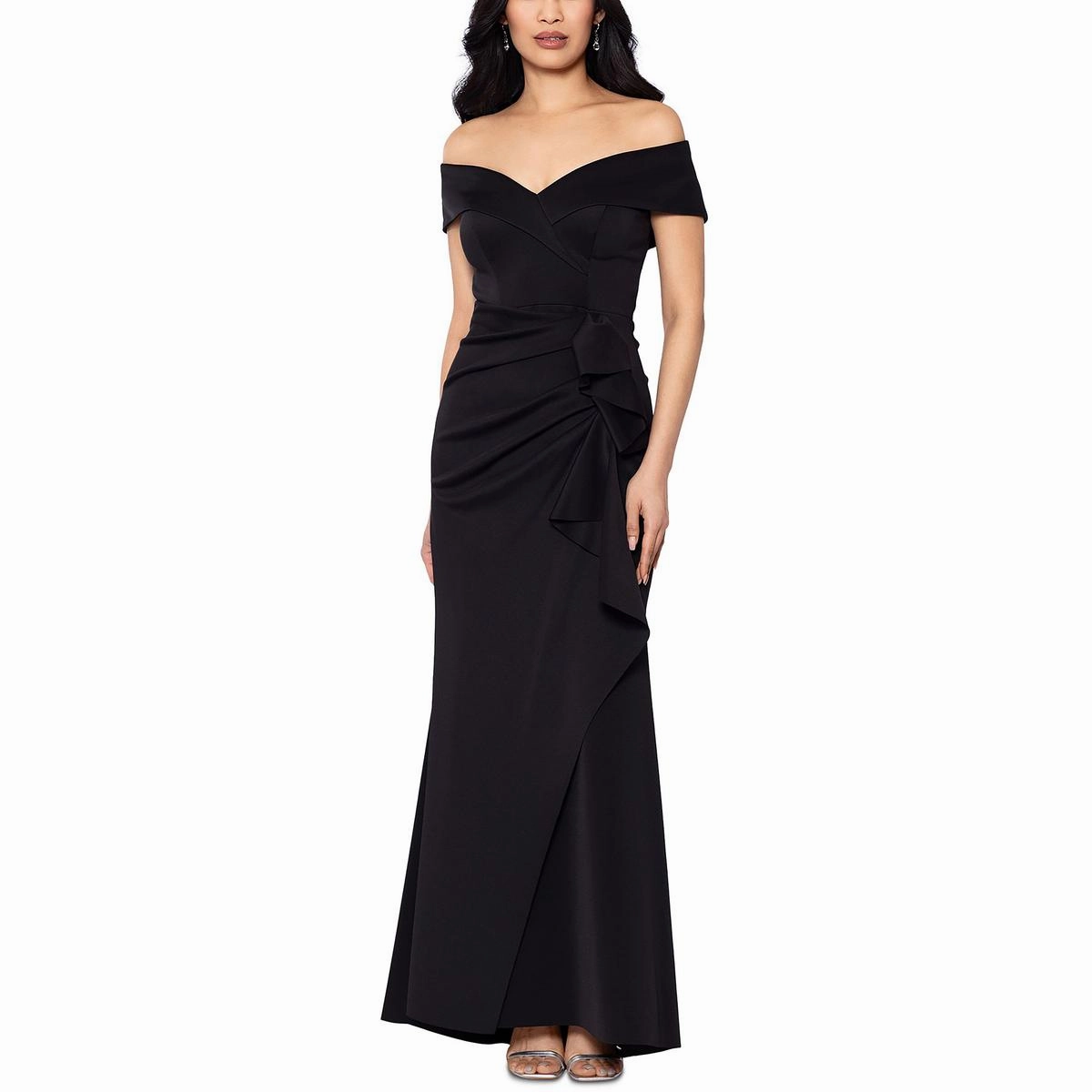 Womens Ruffled Off The Shoulder Maxi Dress
