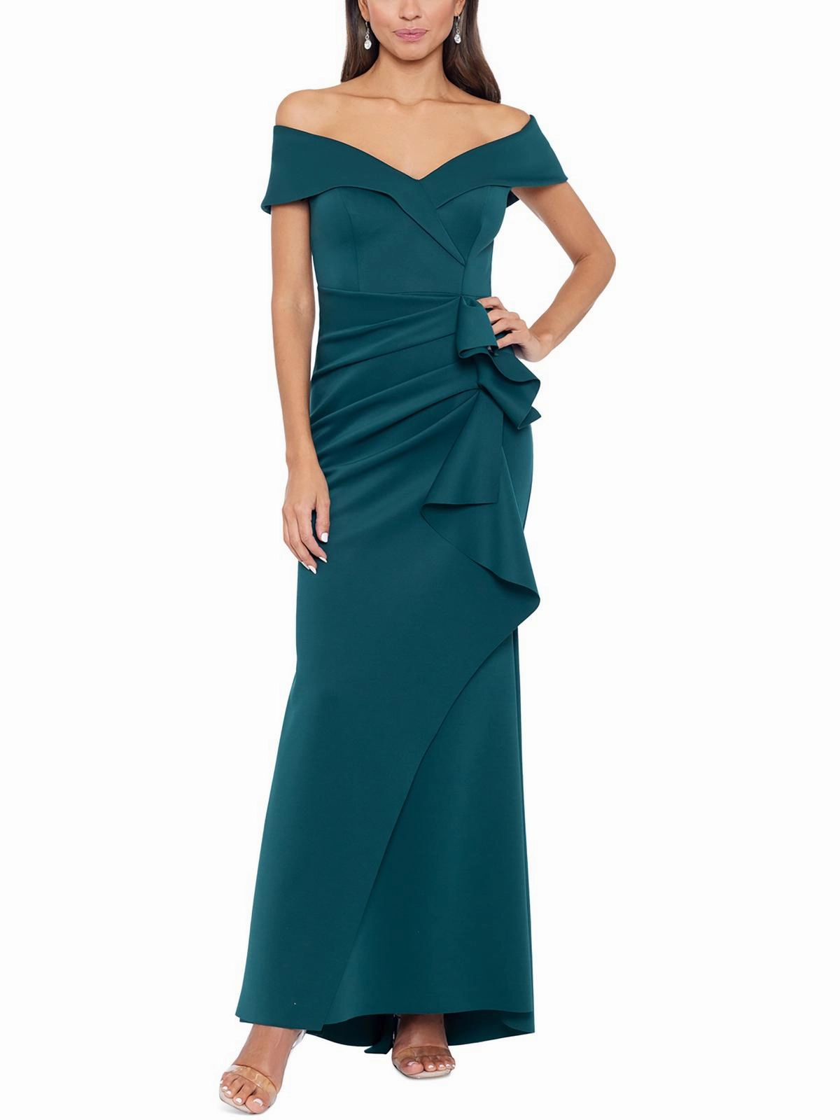 Womens Ruffled Off The Shoulder Maxi Dress