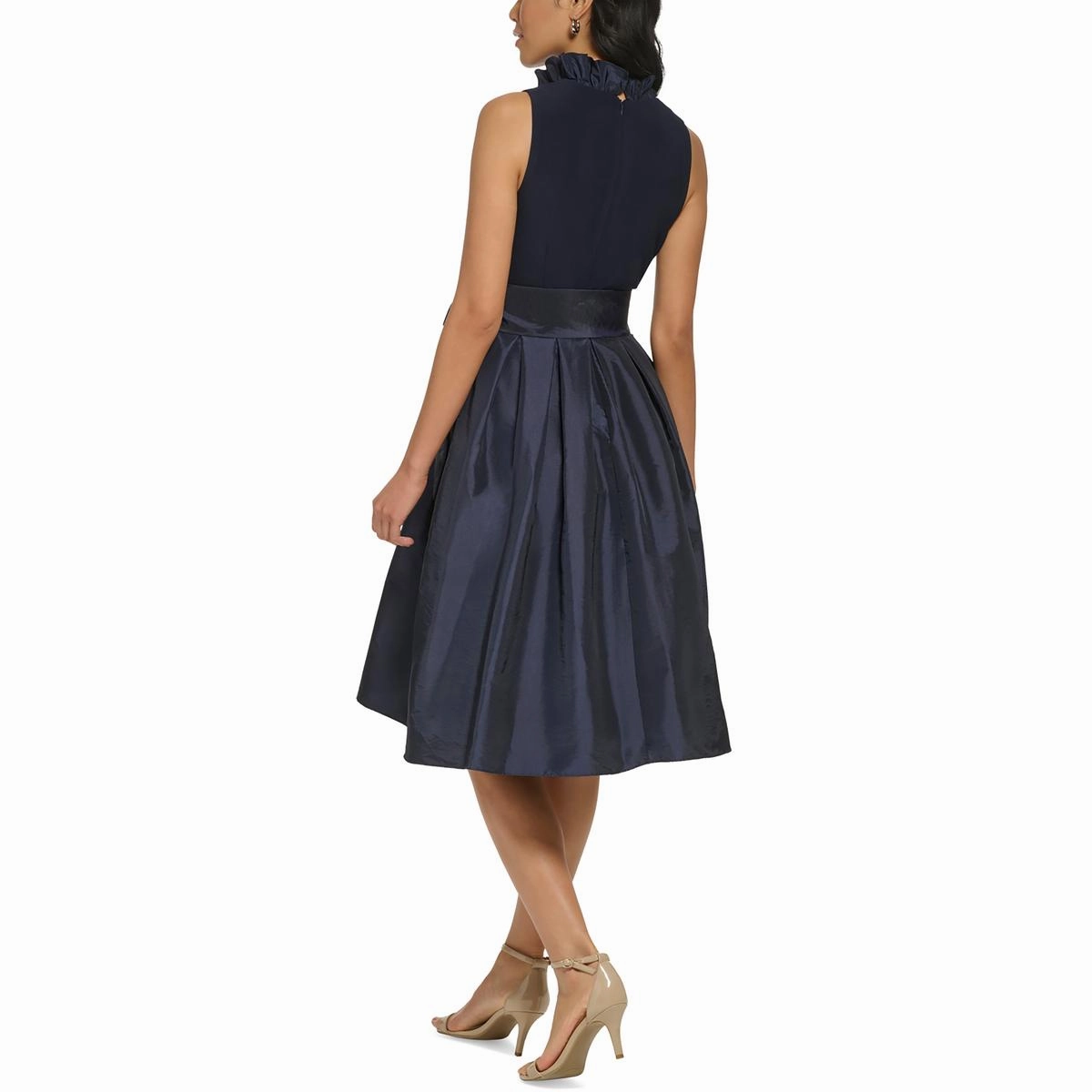 Womens Ruffled Polyester Fit & Flare Dress
