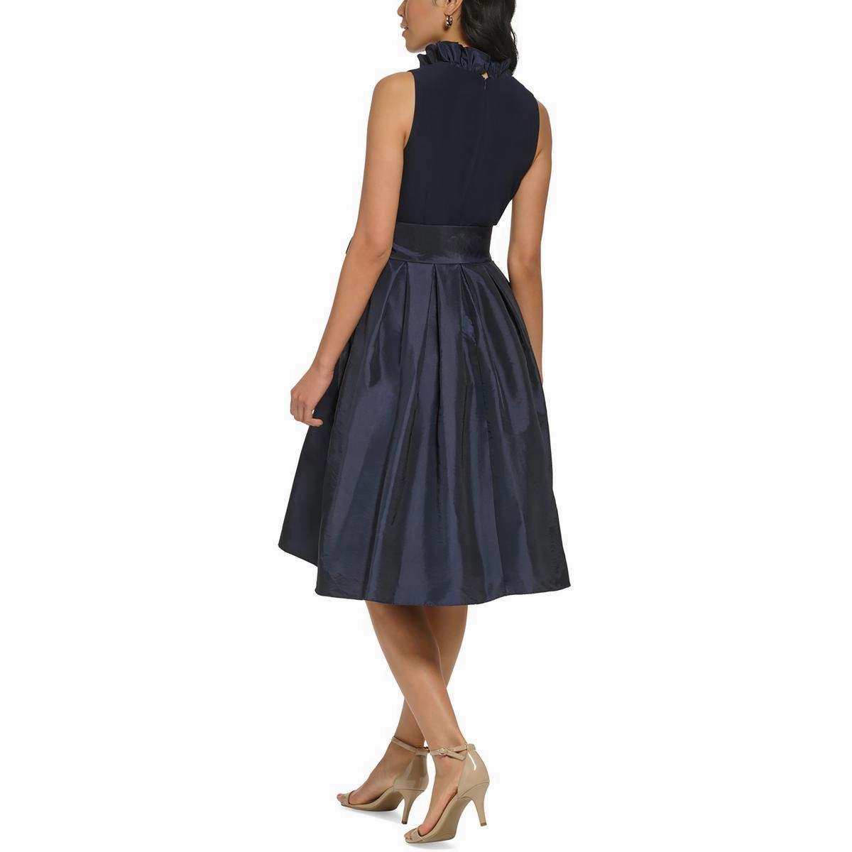 Womens Ruffled Polyester Fit & Flare Dress