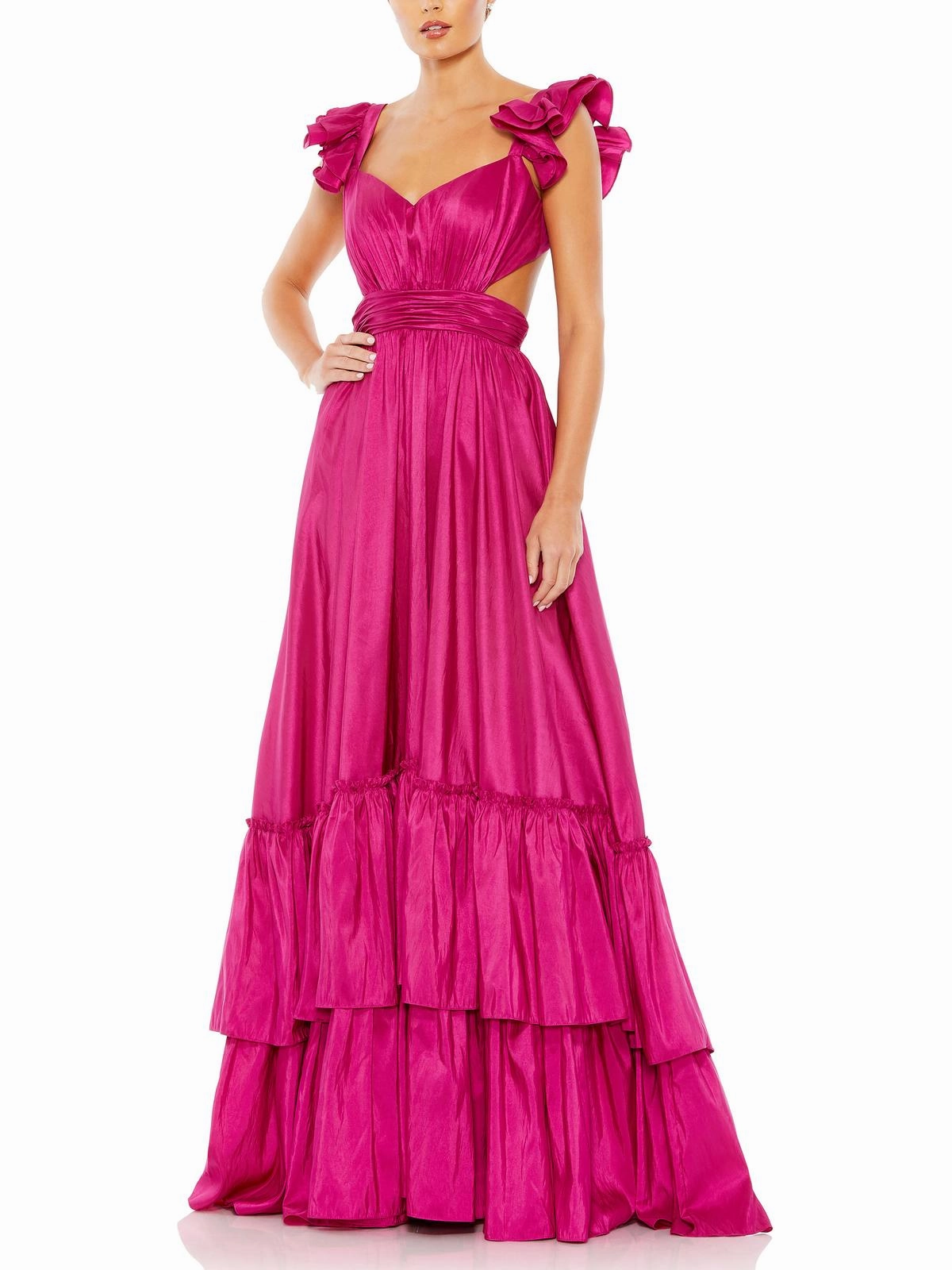 Womens Satin Maxi Evening Dress