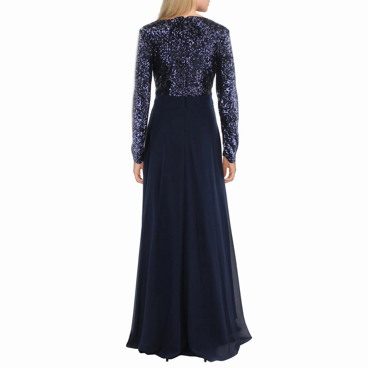 Womens Sequined V-Neck Evening Dress