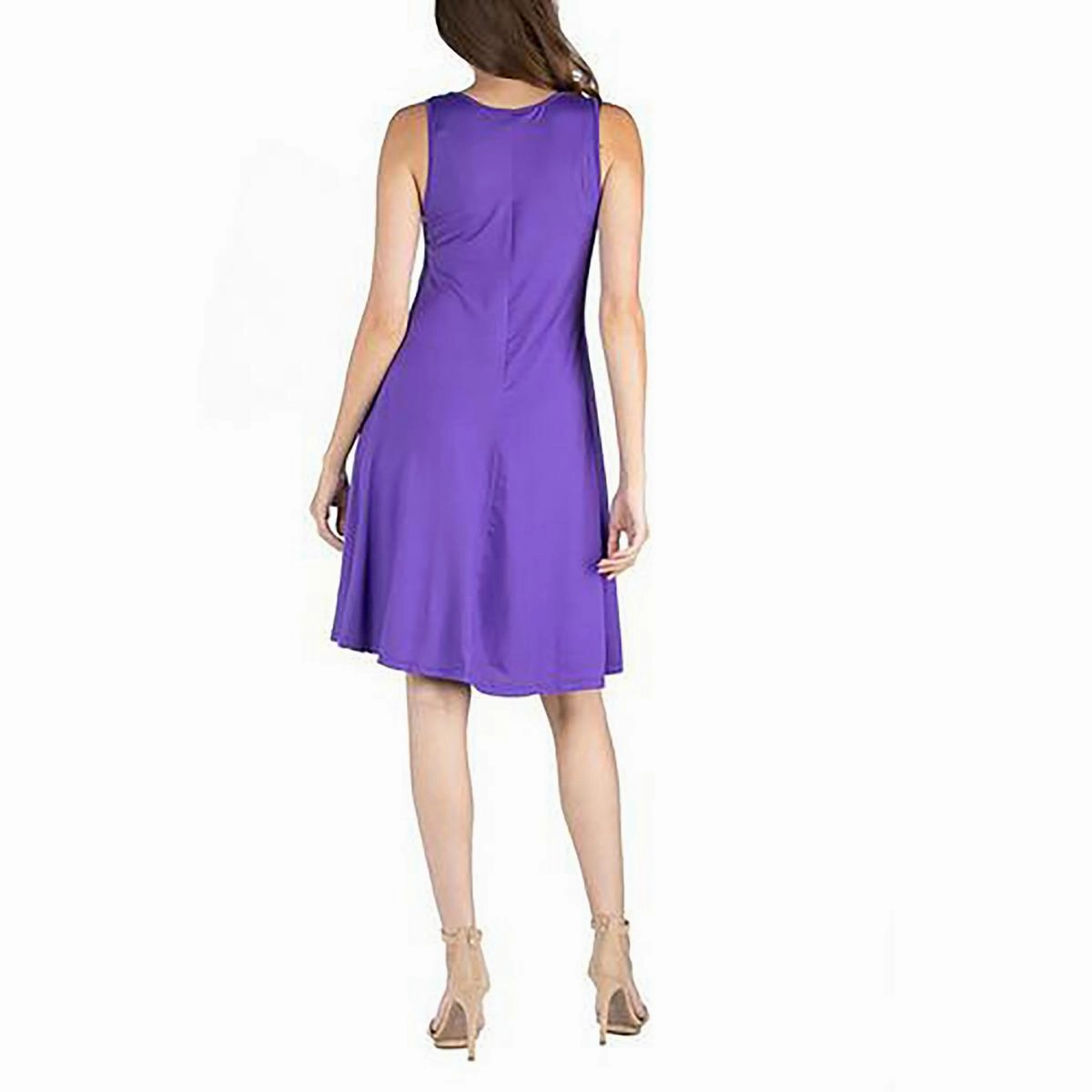 Womens Solid Scoop Neck Shift Dress