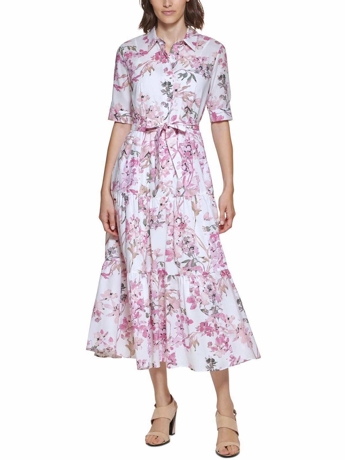 Womens Tiered Long Shirtdress