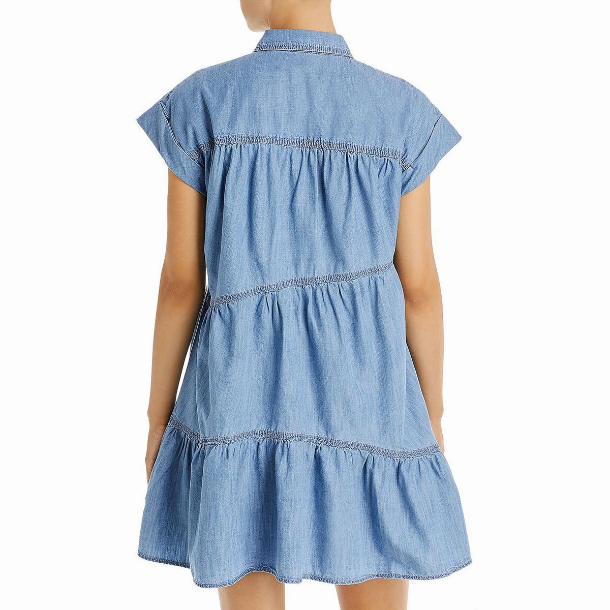 Womens Tiered Mini Shirtdress