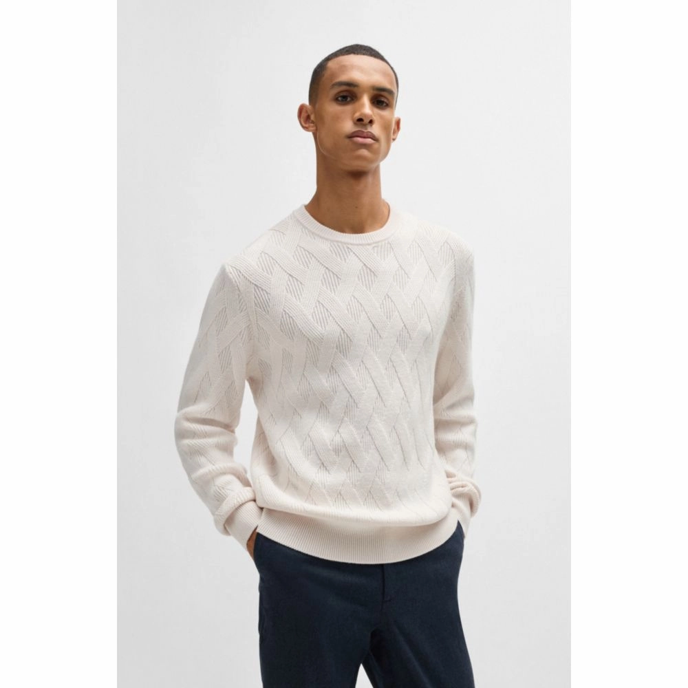 Wool regular-fit sweater with knitted structure