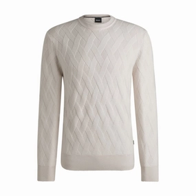 Wool regular-fit sweater with knitted structure knit sweaters cheap