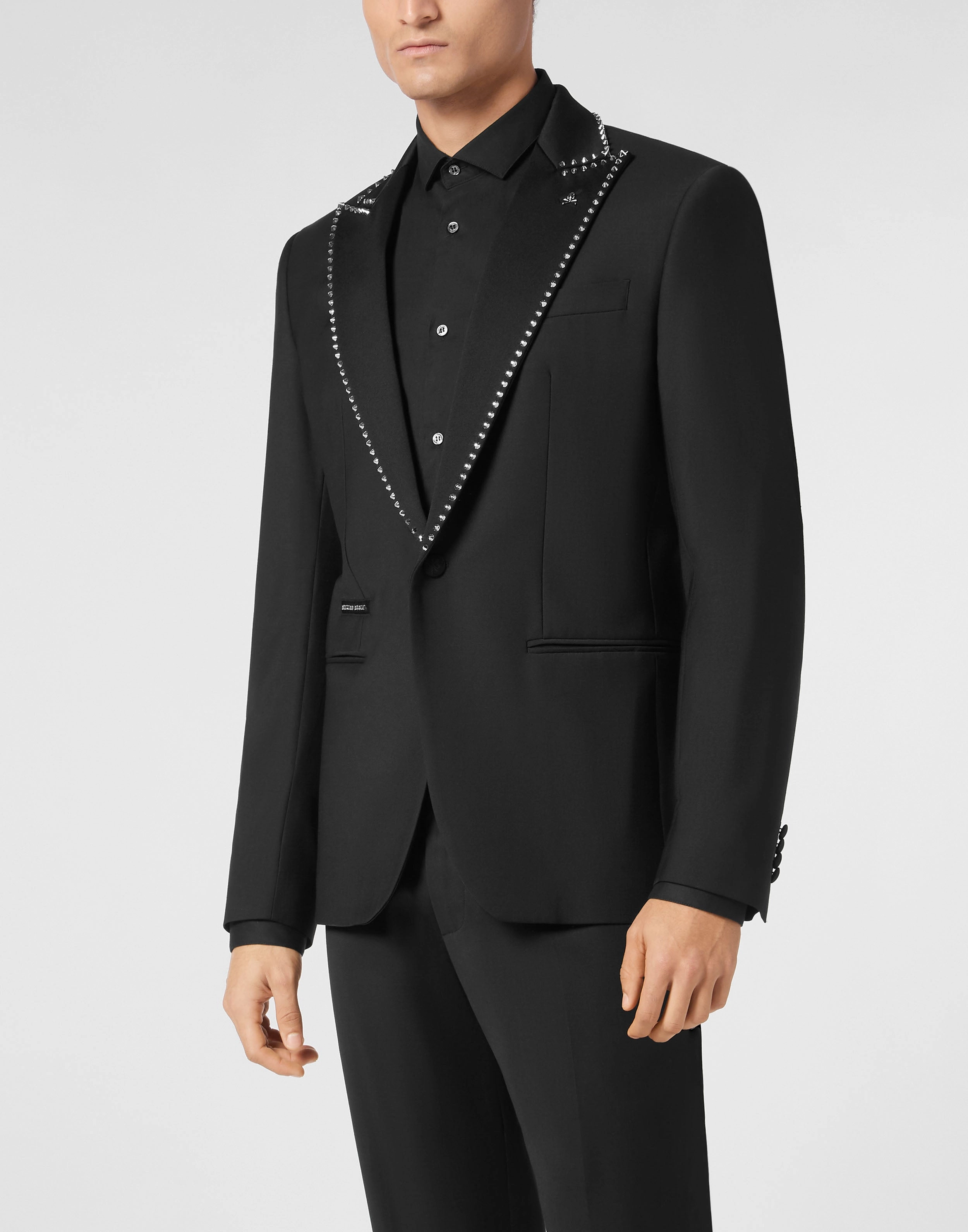 Wool/Satin Blazer Lord Fit LS Studs