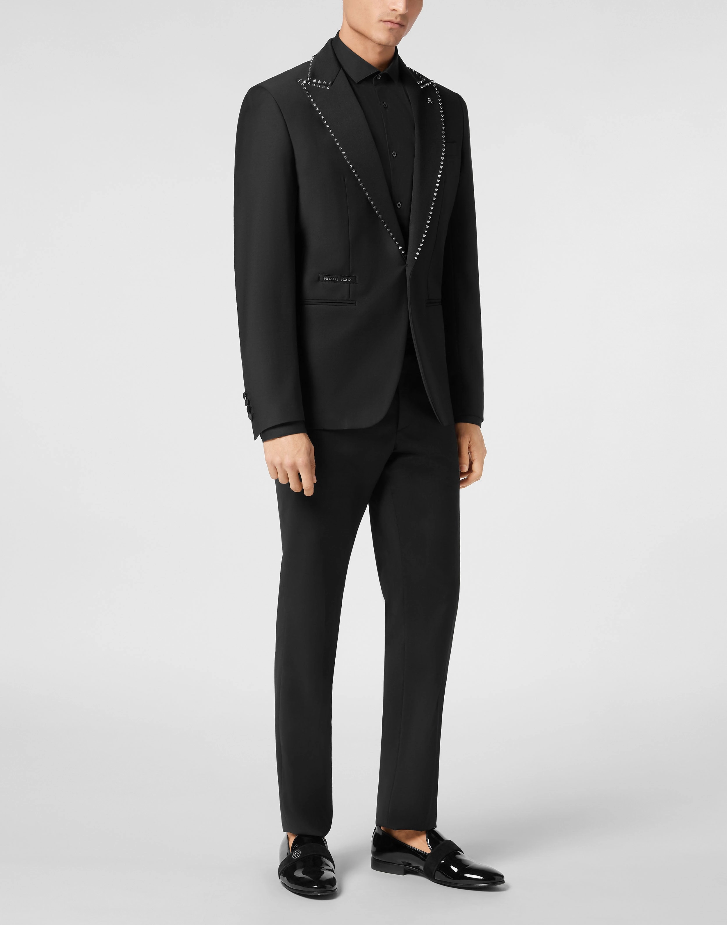 Wool/Satin Blazer Lord Fit LS Studs