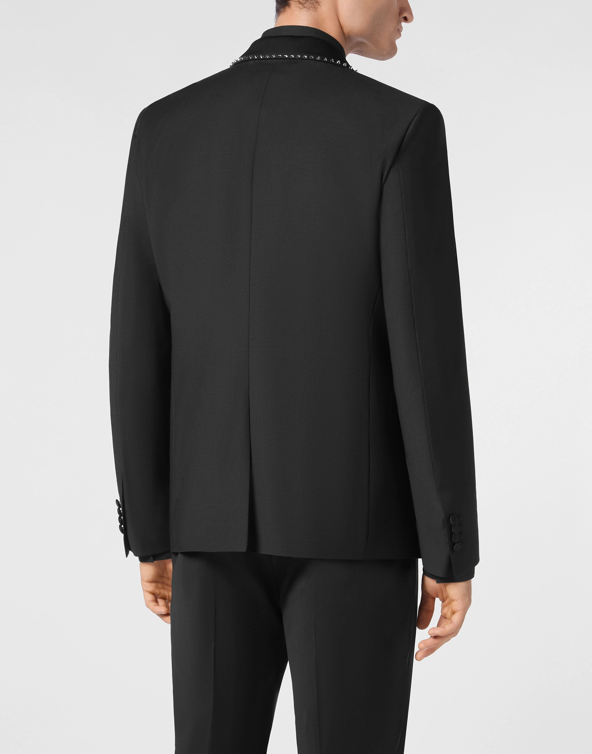 Wool/Satin Blazer Lord Fit LS Studs
