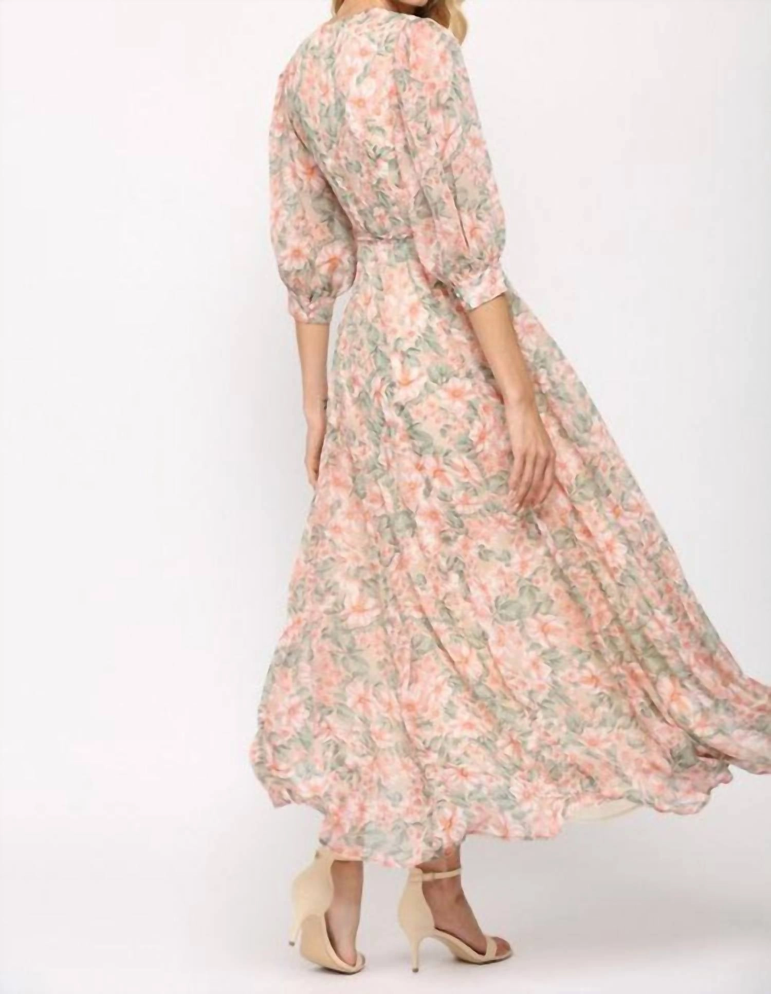 Wrapped Around Your Finger Dress In Cream Coral