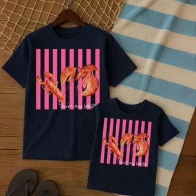 You're My Lobster Beach Striped Matching T-Shirts Navy Holiday Collection - holiday outfits clearance