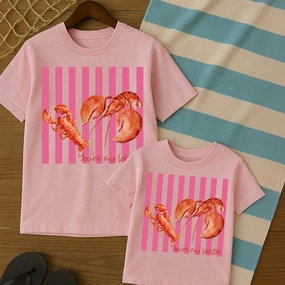 You're My Lobster Beach Striped Matching T-Shirts Pink Holiday Collection - holiday outfits clearance