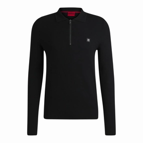 Zip-neck polo sweater with stacked logo turtleneck sweaters sale